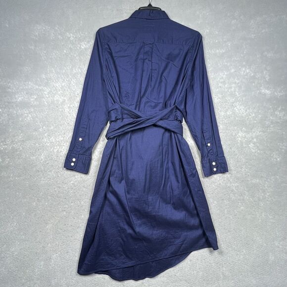 GANT Shirt Dress Women’s Medium Navy 1/2 Button Front Tie Waist The Smile Shift - Picture 8 of 10